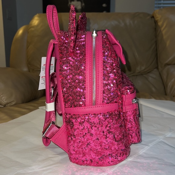 Minnie Mouse Sequin Loungefly Mini Backpack – Magenta - Picture 5 of 14